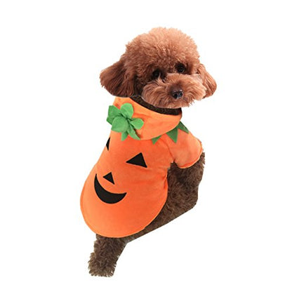 Mogoko Dog Cat Halloween Pumpkin Costume,Pet Cosplay Costumes,Puppy Warm Outfits Fleece Hoodie Animal Autumn Winter Clothes (S Size) - size: S for 3.0~5.5 lbs
