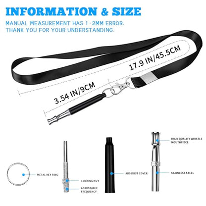 2 PCS Dog Whistles,Professional Recall Dog Training Whistle with Lanyard,Adjustable Ultrasonic Silent Dog Recall Whistles,Dog Whistle to Stop Barking Neighbors Dog,Dog Barking Stopper (Black+Black) - color: Black+Black