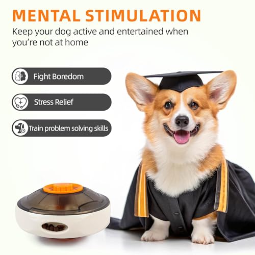 XCZAP UFO Treat-Dispensing Dog Toy, Interactive Puzzle Slow Feeder for Mental Enrichment, Durable Wobble Toy for Small/Medium/Large Breeds, Boredom Buster & Slow Eating Training Tool