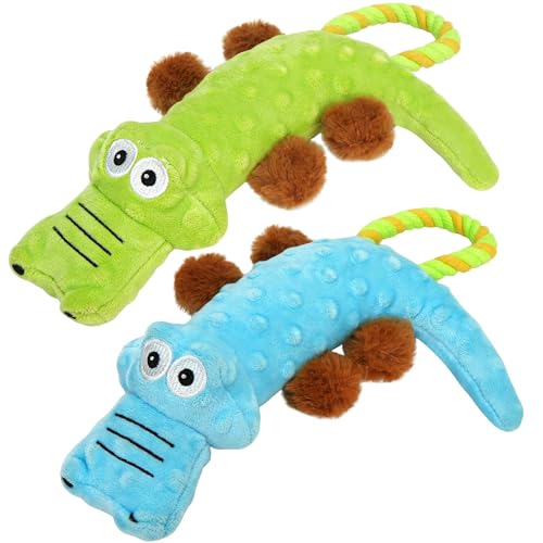 Prime Pets Squeaky Dog Toys, 2 Pack, Tough Stuffed Tug of War Dog Toys for Small Medium Large Dogs, Interactive Puppy Chew Toy to Keep Them Busy