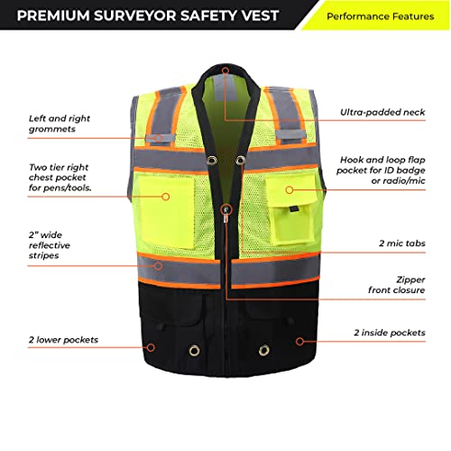 Shine Bright Safety Vest - High Visibility with Reflective Straps and Pockets – Premium, Soft, Durable, and Breathable - color: Black, size: Large