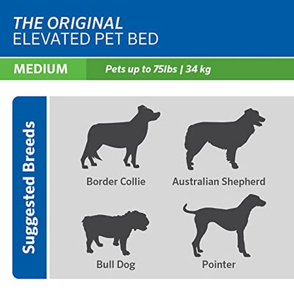 Coolaroo Original Elevated Dog Bed - Breathable Off-The-Ground Pet Bed with Cooling Fabric, Joint Relief & Moisture-Resistant Fabric, 100% Recyclable, Easy Clean, Grey, Medium - color: Grey, style: Medium Dog Bed