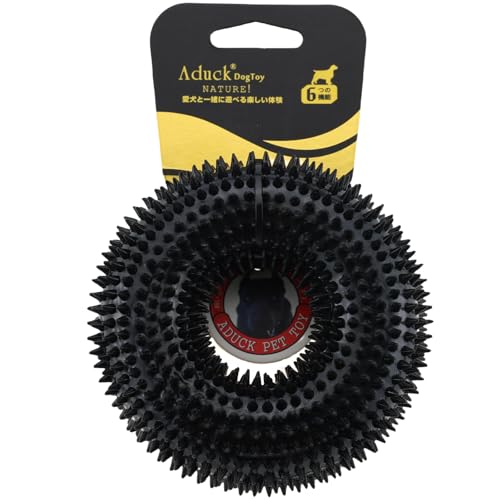 ADUCK Dog Squeaky Chew Toys for Aggressive Chewers, Small Medium Large Dogs Teeth Cleaning Soft Natural Rubber Float Toy for Indoor Outdoor Water Pool, Donut Ring Design 4.92 inch, Black - color: Black