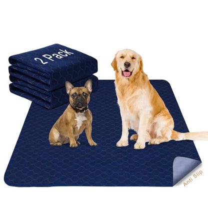 2Pack Dog Pads Washable 53”x65”,Pee Pads Waterproof,Anti Skid for Whelping Training - size: 2Pack 53”x65”