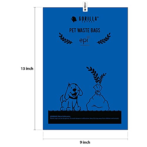 GORILLA SUPPLY 1000 Dog Poop Waste Bags with Dispenser and Leash Tie, 9" x 13", Blue, 1000 Count - color: Blue