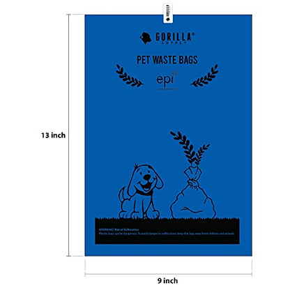 GORILLA SUPPLY 1000 Dog Poop Waste Bags with Dispenser and Leash Tie, 9" x 13", Blue, 1000 Count - color: Blue