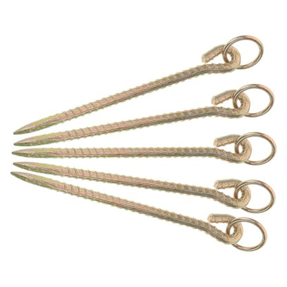 GLEAVI Heavy Duty Iron Livestock Tie Out Stakes Sturdy Ground Nails 5pcs for Securing Tents and Yard Use Portable Camping Pet Ground Spike for Large Animals
