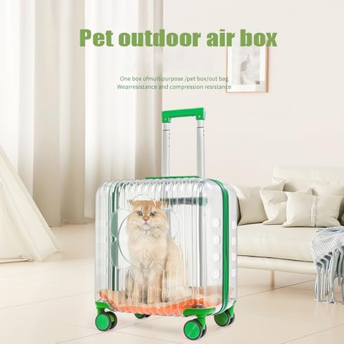 Transparent pet Suitcase, Transparent Rolling Travel Suitcase, Breathable Design for Cats and Dogs