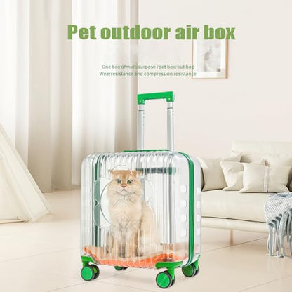 Transparent pet Suitcase, Transparent Rolling Travel Suitcase, Breathable Design for Cats and Dogs