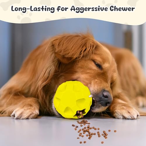 Interactive Dog Puzzle Toys for Boredom, Dogs Enrichment Toys to Keep Them Busy, Dog Treat Balls for Large Dogs, Tough Treat Dispensing Dog Toys - color: Yellow