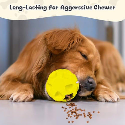 Interactive Dog Puzzle Toys for Boredom, Dogs Enrichment Toys to Keep Them Busy, Dog Treat Balls for Large Dogs, Tough Treat Dispensing Dog Toys - color: Yellow
