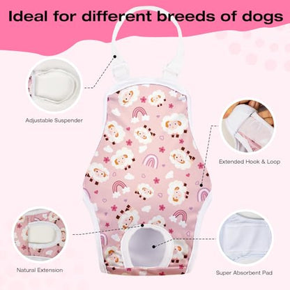3 Pack Washable Female Dog Diapers with Adjustable Suspender, Reusable Sanitary Panties for Dogs in Heat, Leak-Proof Design for Small Dogs - size: XL