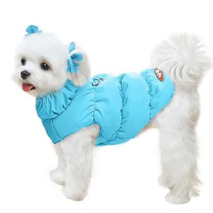 ABRRLO Winter Warm Dog Jacket for Small Medium Dogs Cat Cold Weather Coats with Harness Paded Dogs Fleece Vest Waterproof Windproof Dog Snow Jacket Pet Puppy Clothes (Blue,XS) - color: Blue, size: X-Small