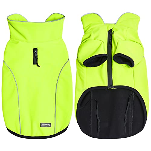 Blueberry Pet Windproof Waterproof Reflective Softshell Dog Jacket, Neon Yellow, Size 12 - color: Neon Yellow, size: Size 12