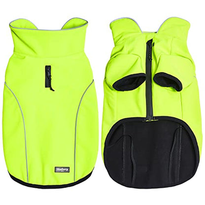 Blueberry Pet Windproof Waterproof Reflective Softshell Dog Jacket, Neon Yellow, Size 16 - color: Neon Yellow, size: Size 16