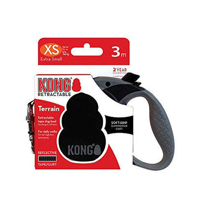 KONG Retractable Terrain, X-Small, Black, 10' Long - size: X-Small 10'