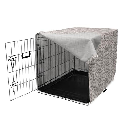 Lunarable Chevron Dog Crate Cover, Monochrome Stripes 3 Dimensional Pattern Geometric Chevron Design Abstract, Easy to Use Pet Kennel Cover for Cats & Medium Dogs, 24 Inch, Taupe and Grey - color: Taupe and Grey, size: 24 Inch