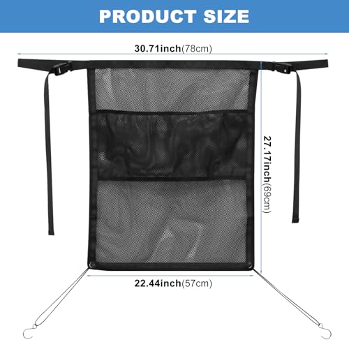 Dog Car Barrier, 27 x 22 Inch Enlarge Pet Barrier Mesh with Storage Pouch for Dogs & Child, Universal Dog Car Net Barrier Back Seat for SUVs, Sedans & Trucks