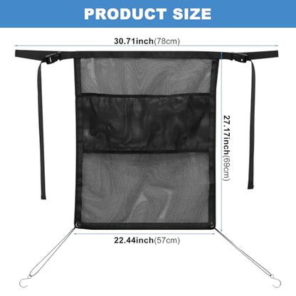 Dog Car Barrier, 27 x 22 Inch Enlarge Pet Barrier Mesh with Storage Pouch for Dogs & Child, Universal Dog Car Net Barrier Back Seat for SUVs, Sedans & Trucks