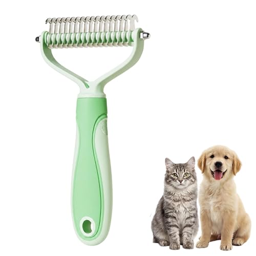 Dematting Comb for Dogs and Cats, 2026 Upgraded Pet Pro Tool Grooming, Dual-Sided Deshedding and Dematting Brush, Ergonomic Pet Grooming Brush, Gentle Pet Hair Remover Comb (Green, L) - color: Green, size: L