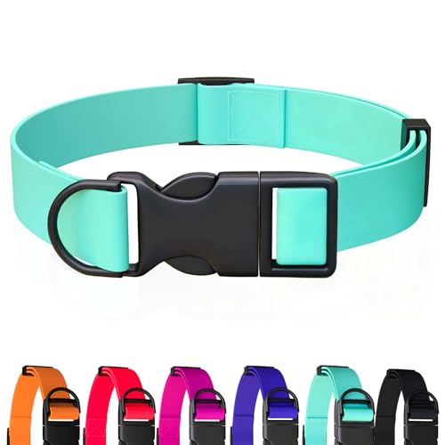 Waterproof Dog Collar Durable and Easy to Clean Rubber Dog Collars Odor-Proof Fits Small Medium Large Dogs (Mint Green, Medium (11.8-18.5” Neck)) - color: Mint green, size: Medium (11.8 -18.5” Neck)