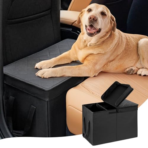 Car Seat Extender for Large Dogs, Back Seat Extender for Dogs up to 120 LBS Large Dog Extender with Storage Car Organizer Gap Filler for Front or Back Seat - color: Black-L-20.1 x 11.4 x 14.2 in