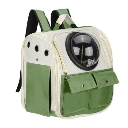 Pet Backpack Carrier, Portable and Ventilated, Oxford Cloth, Dogs Cats and Small Animals Travel Bag 12.99", (Dark Green, 1 Pcs), Intended for Hiking/Camping/Traveling - color: Dark Green