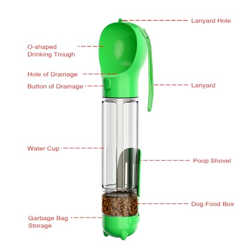 DoqiPaw Dog Travel Water Bottle Leak Proof No Spill Lead Leash Waterer Feeder Accessory Alternative to Dispenser Portable Pet Bowl Large Dogs(500ml) (Green) - color: Green