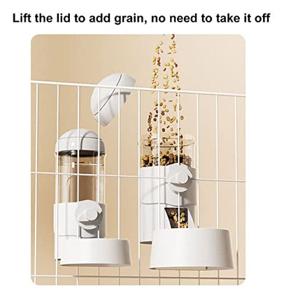Pet Dog Cat Hanging Automatic Feeders Drinking Bowls, Auto Gravity Rabbits Feeder Water Set, Cage Pet Feeding Bowls Dispenser for Cats Dogs Puppy, Rabbit Hamsters Chinchilla Hedgehog (Pink-Food) - color: Pink-food