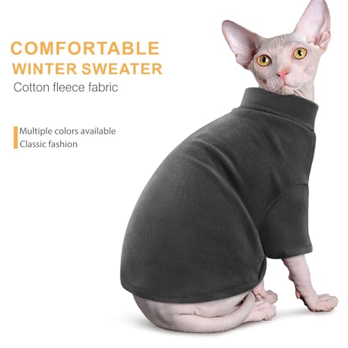 Idepet Sphynx Cats Sweater 2 Pack,Turtleneck Hairless Cat Shirt Soft and Warm Kitten Clothes with Sleeves Pullover Pet Winter Pajamas Jumpsuit for Cat Puppy (Black&Yellow, Medium) - color: Black&Yellow, size: Medium