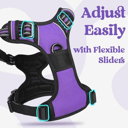 rabbitgoo Dog Harness Small Sized, No Pull Pet Harness with 3 Buckles, Adjustable Soft Padded Vest with Control Handle, Walking Reflective Pet Vest for Small Dogs, Purple, S - color: Purple, size: Small