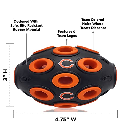 First NFL Chicago Bears Football Treat Dispensing Toy for Dogs and Cats, Interactive Fun, Natural Rubber - color: Chicago Bears