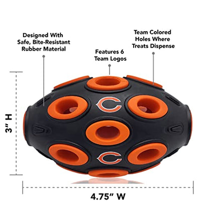 First NFL Chicago Bears Football Treat Dispensing Toy for Dogs and Cats, Interactive Fun, Natural Rubber - color: Chicago Bears