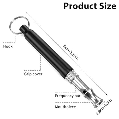 Dog Whistle to Stop Barking Adjustable Ultrasonic Dog Whistle Silent Dogs Training Whistles with Lanyard Strap for Training Recall(Black)