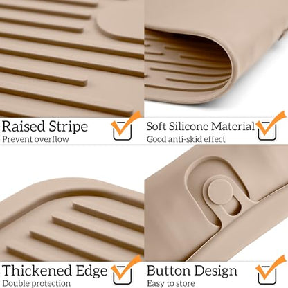 Ptlom Pet Placemat for Dog and Cat, Anti-Slip Waterproof Dogs Feeding Mat Prevent Food and Water Overflow, Bowl Mats Suitable for Medium and Small Pets, Taupe, Silicone - color: Taupe