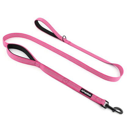 Double Handle Dog Leash 6 FT Reflective 2 Handle Traffic Lead with Padded Grip, Heavy Duty Nylon Leash for Walking Training, for Small Medium Large Dogs, Pink - color: Pink