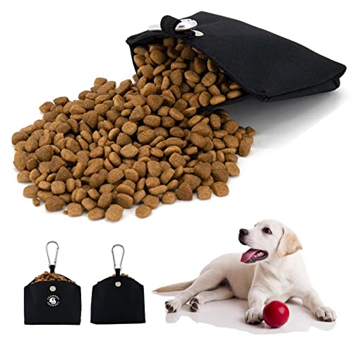 Small Dog Treat Pouch, Dog Training Treat Pouch, Treat Pouches for Pet Training, Treat Pouch with Clip, Treat Tote, Pocket Sized Dog Treat Bag, Canine Hardware - color: Black