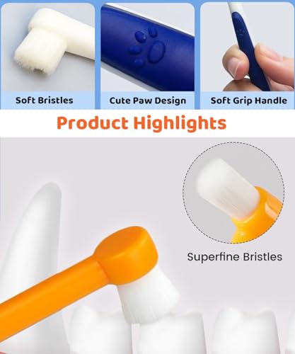 5Pack Ultra Soft Pet Toothbrush for Small Dog & Cat Toothbrush Set with 2 Finger Brushes - Soft Bristles for Gentle Pet Dental Care, Teething & Gingivitis Prevention for Puppies & Kittens - color: Model A-small Head