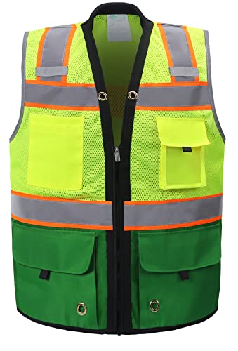Shine Bright Safety Vest - High Visibility with Reflective Straps and Pockets – Premium, Soft, Durable, and Breathable - color: Green, size: XX-Large