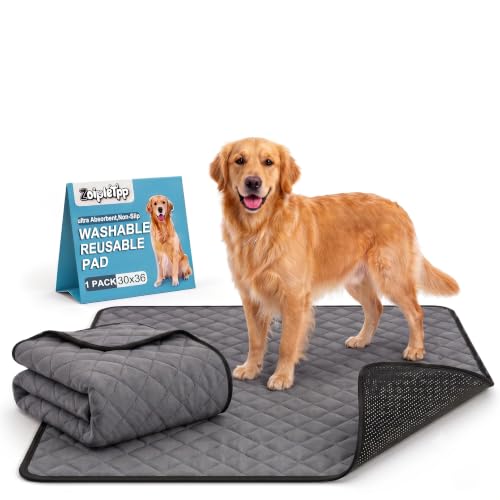Washable Pee Pads for Dogs, Reusable Puppy Training Pads with Non-Slip Bottom, Waterproof Whelping Pads for Playpen & Senior Dog Incontinence, Leak Proof (Dark Grey, 30*36") - color: Dark Grey (Pack of 1), size: 30*36"