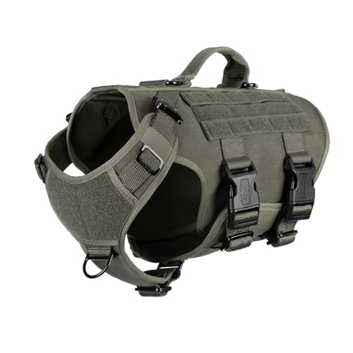 ICEFANG GN3 Tactical Dog Harness with 6X Buckle,Dog Molle Vest with Handle,3/4 Body Coverage,Hook and Loop Panel for ID Patch,No Pulling Front Clip (M (25"-31" Girth), Ranger Green) - color: Ranger Green, size: Medium (Pack of 1)