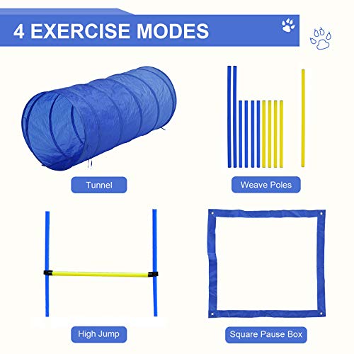 Professional Dog Agility Training Set with Adjustable High Jump, Weave Poles, Pause Box, and Open Tunnel for Outdoor Practice