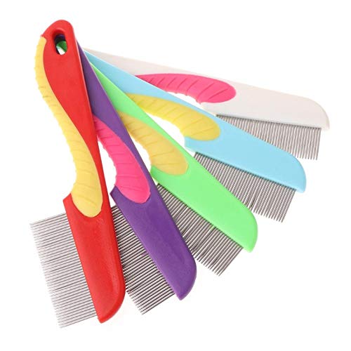 Pet Comb Cat Comb Dense Teeth Massage Clean Hair Stainless Steel Animal Grooming Brushes 5Pcs
