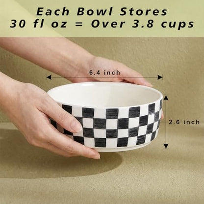 6.4 inch Ceramic Hand Painted Basic Dog Bowl Set of 2 with Anti-Skid Rubber Base, Food and Water Bowls for Small Pets,Black - color: Black