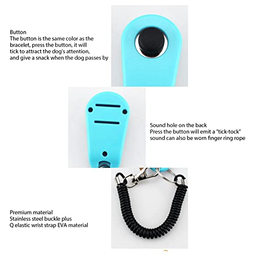 Dog Training Clicker, ABS Material Clicker with Black Long Wrist Strap and Ring, Universal for Dogs and Cats (Sky Blue) - color: Sky Blue