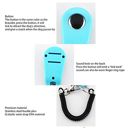 Dog Training Clicker, ABS Material Clicker with Black Long Wrist Strap and Ring, Universal for Dogs and Cats (Sky Blue) - color: Sky Blue