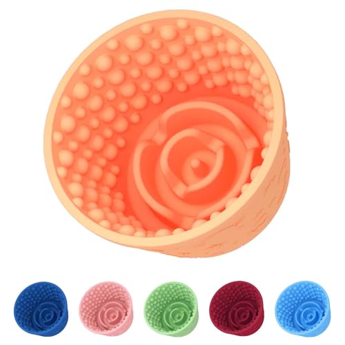 Dog Slow Feeder Lick Bowl, Non-Slip Dog Licking Treat Dispenser, Slow Feeder Bowls for Small Medium Large Breed Dogs, Anxiety Relief & Anti-Choking, BPA Free Silicone (Light Orange, 1.6 Cup) - color: Light Orange