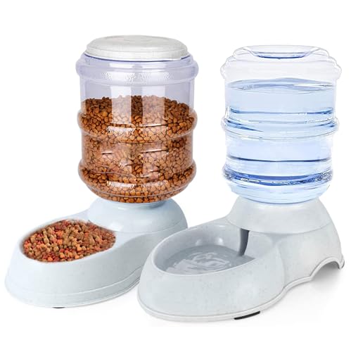 Automatic Dog Feeder and Water Dispenser Set for Large Dogs, 3 Gallon Gravity Dog Cat Food and Water Dispenser Set with Pet Food Bowl,Large Pet Food Water Dispenser Station - size: 3 Gallon Set