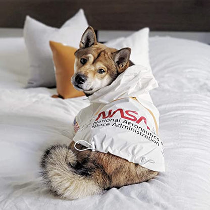 ChoChoCho NASA Dog Raincoats, Reflective Rain Jacket Water Proof, Dog Clothes, Cat & Puppy Stylish Streetwear Outfit (White, S) - color: NASA-White, size: S (Chest: 9.5''-13' / Suggest: 2-5 lbs)