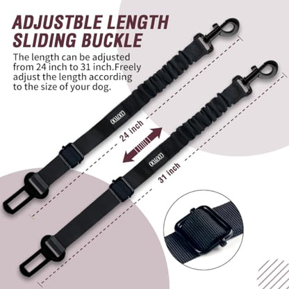 COOYOO Dog Seat Belt,Retractable Dog Car Harness Seat Belt for Car Adjustable Nylon Pet Safety Seat Belts Heavy Duty & Elastic Bungee Buffer - color: 11-Fuchsia